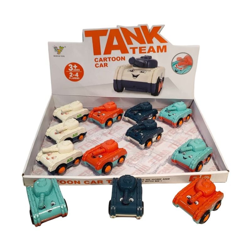 (BY765) Tank Team Cartoon Car 12Pcs/Box