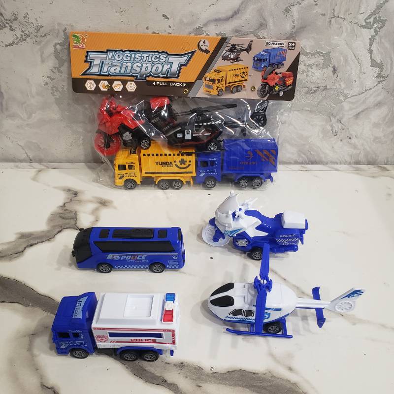 (BQ600-7) Logistic Vehicles pullback Set of 4
