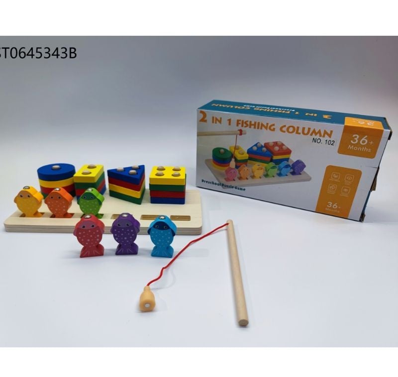 (102) Wooden 2 In 1 Fishing,Pbx