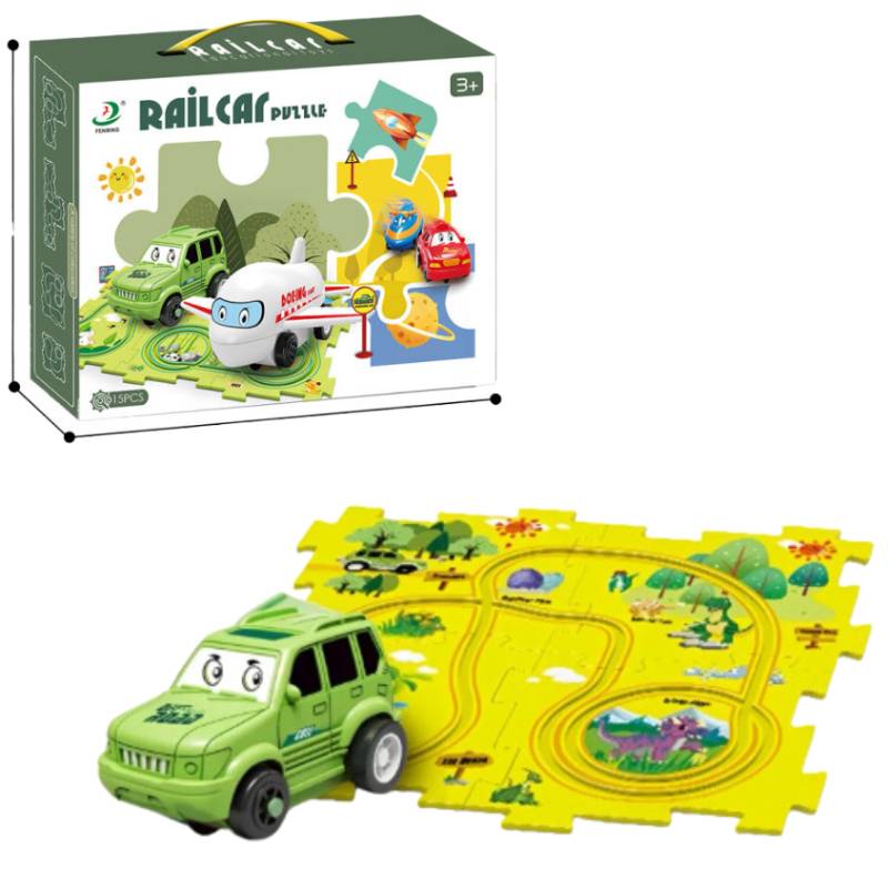 (1100A) 5Pcs Railway Puzzle Set, The B/O Car Use 1*Aaa Battery(Not Include), P,Bx