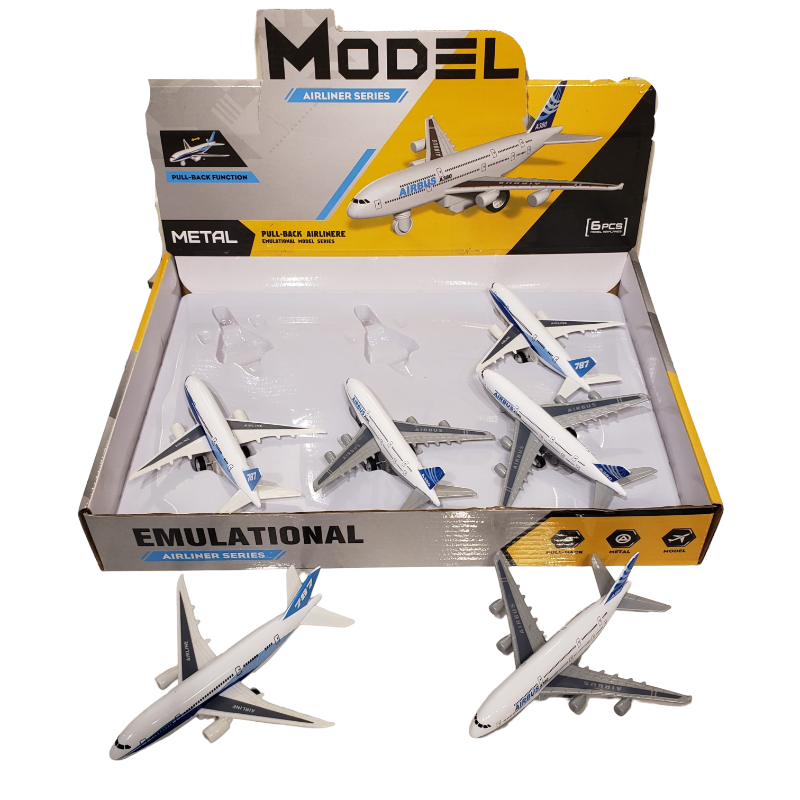 (9819A) P B Die Cast Plane, 2 Models Mix, 6Pcs D.Box