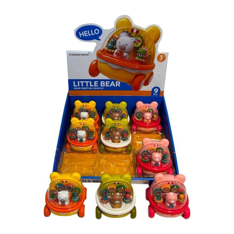 (HY-666) Fri Bear Car, 3Colors, 9 Pcs/D.Box