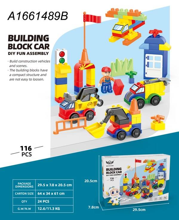 (MG1032B) Building Blocks Car Set 116 Pcs