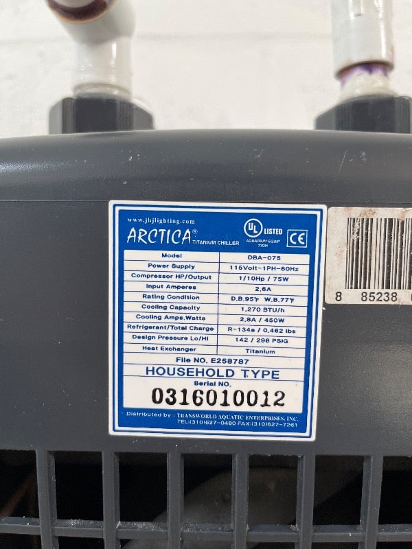 JBJ - Arctica 1/10 HP Titanium Aquarium Chiller DBA-075