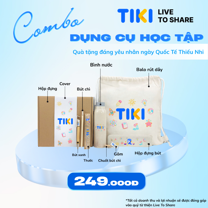 Combo bộ dụng cụ học tập đáng yêu cho trẻ