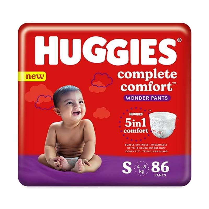 Huggies Complete Comfort Wonder Pants Small (S) Size Baby Diaper Pants,86 count,