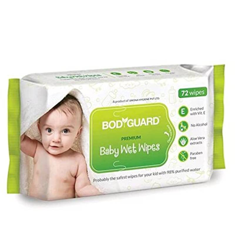 Bodyguard Premium Baby Care Wet Wipes 72 Wipes (1 Pack,72 each)