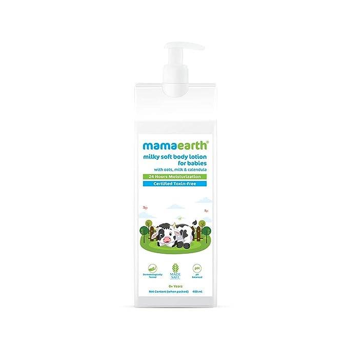 Mamaearth Milky Soft Body Lotion for Babies with Oats, Milk and Calendula for 24 Hour Moisturization - 400ml