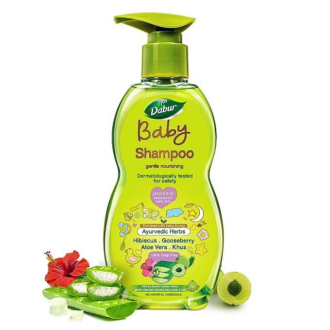 Dabur Baby Gentle Nourishing Shampoo with Ayurvedic herbs| 100% soap free  500 ml