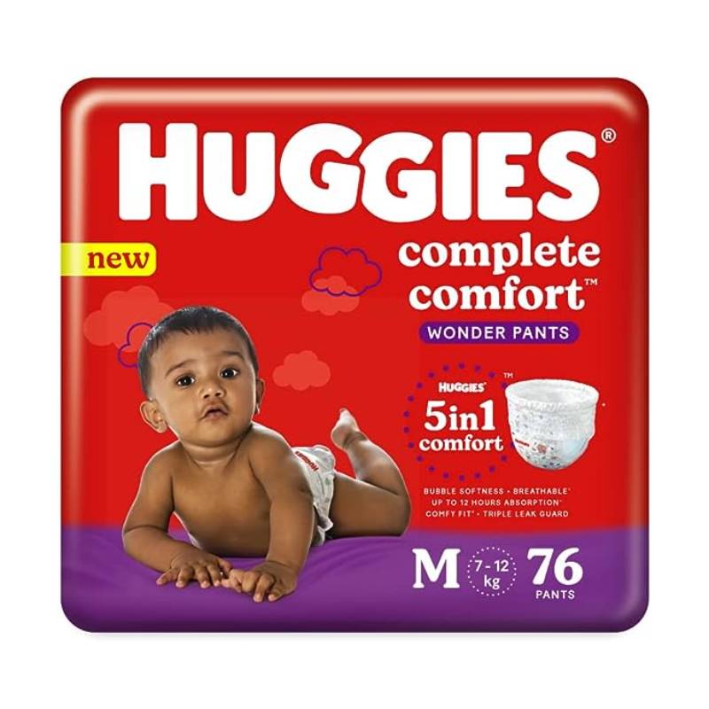 Huggies Complete Comfort Wonder Pants Medium(M)Size Baby Diaper Pants,76 count