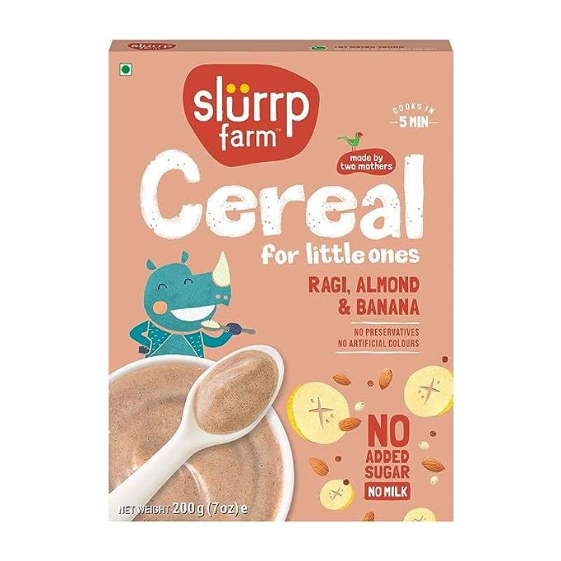 Slurrp Farm No Sugar, No Salt Ragi, Almond and Banana Cereal 200g