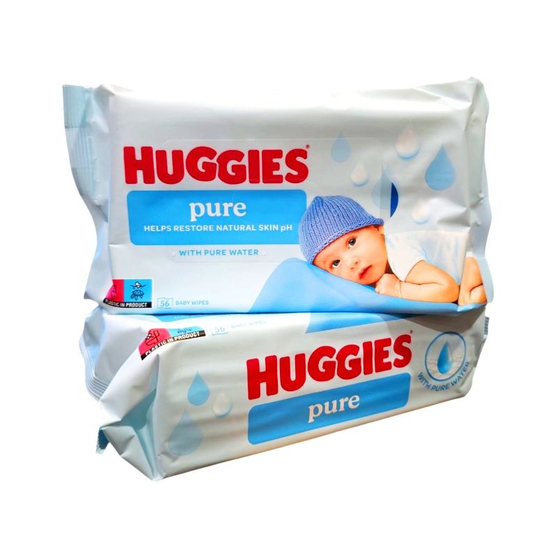 Серветки вологі дитячі Huggies Pure (56шт/уп) Антибактеріальні екологічні