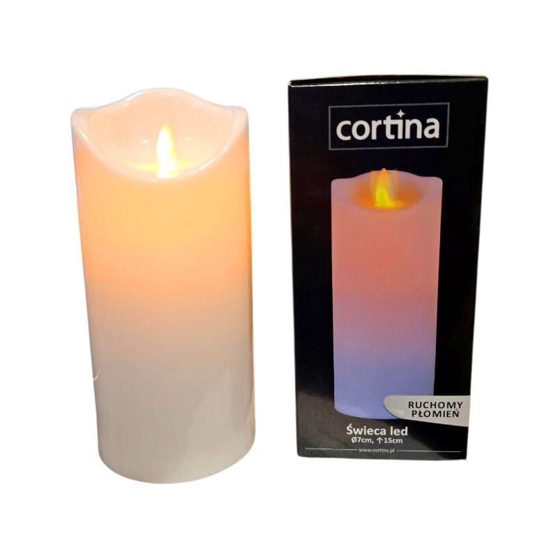 Свічка світлодіодна Cortina LED #15/23 (2xAA) Рухомий вогник Біла для лампадок 15,5см