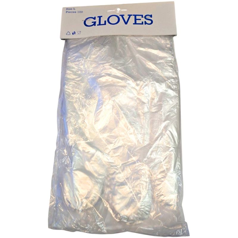 Рукавиці харчові Gloves (L) поліетилен (100шт/уп)