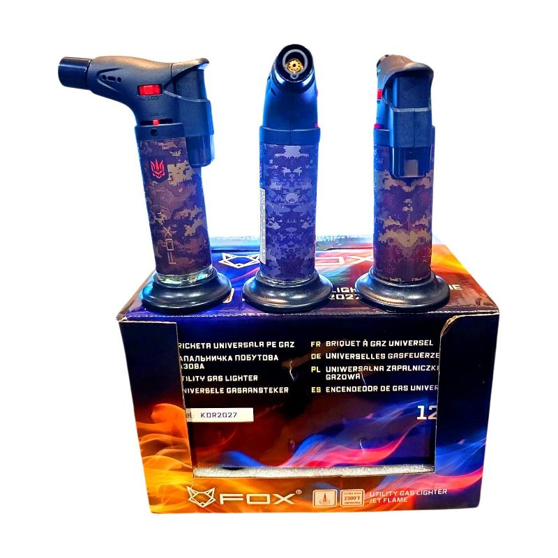 Запальничка побутова турбо Fox KDR2027 Камуфляж з підставкою п'єзо