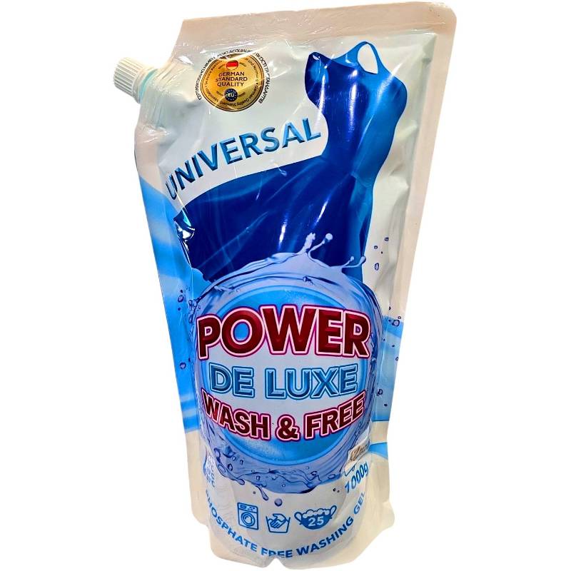 Гель для прання De Luxe Power 1л універсальний дой-пак
