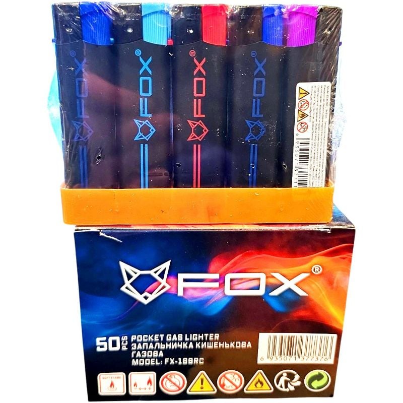 Запальничка Fox FX-189 RC Кольорова п'єзо (50шт/уп)