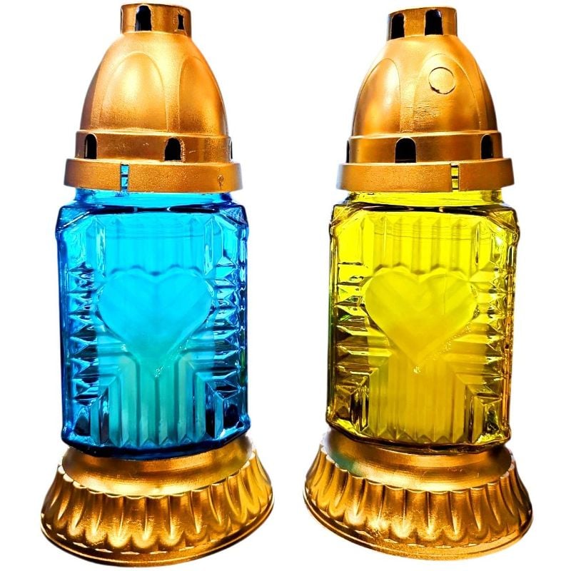 Лампадка скляна #402 Жовто/Синя (12шт/уп)