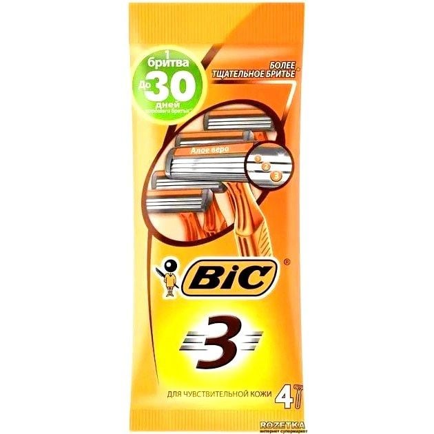 Одноразові бритви для гоління станок BIC 3 Sensitive (4шт/уп)