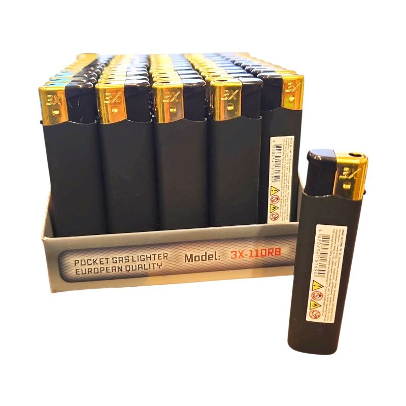 Запальничка Lighters 3X-110 RB Чорна п'єзо (50шт/уп)