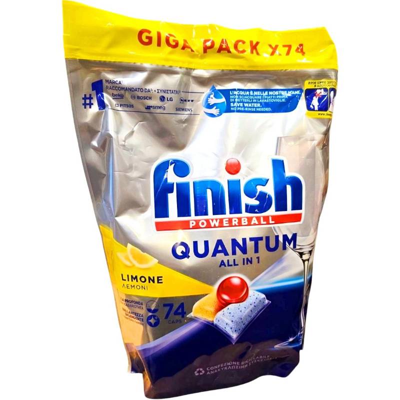 Капсули таблетки для посудомийки Finish Quantum Lemon (74шт/уп)