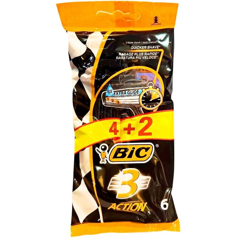 Одноразові бритви для гоління станок BIC 3 Action (6шт/уп)