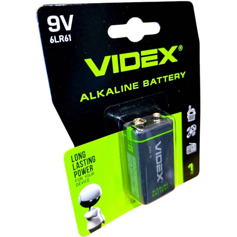 Батарейка крона Videx 6LR61 9V лужна