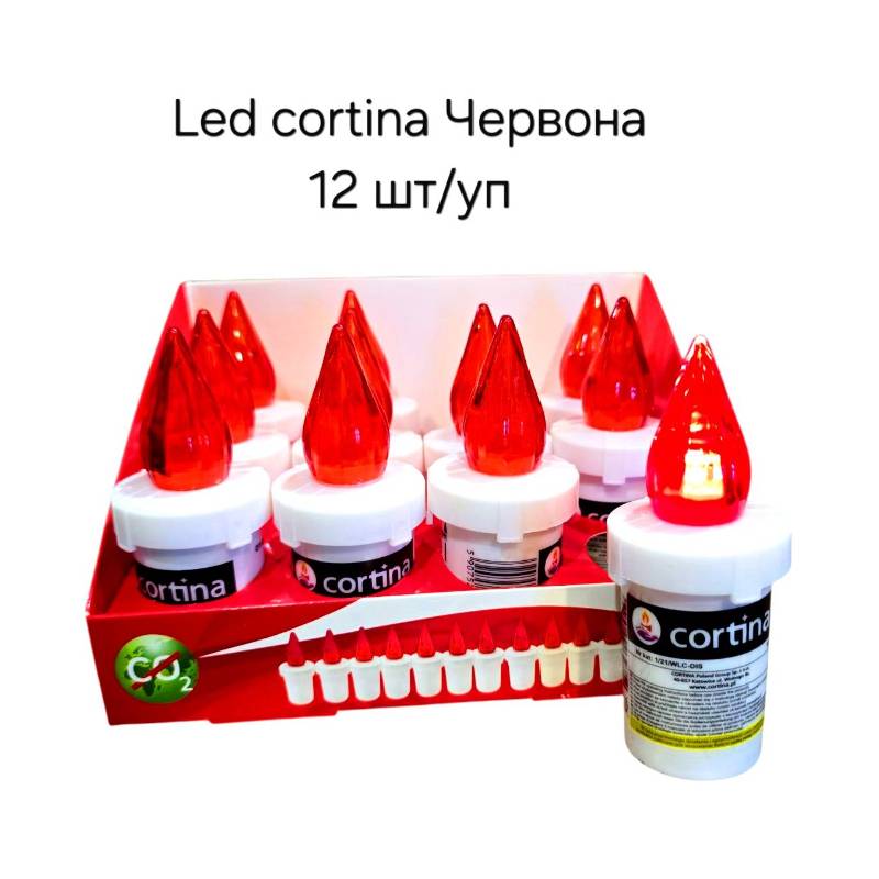Свічка світлодіодна Cortina LED (2xAA) Червона мала для лампадок