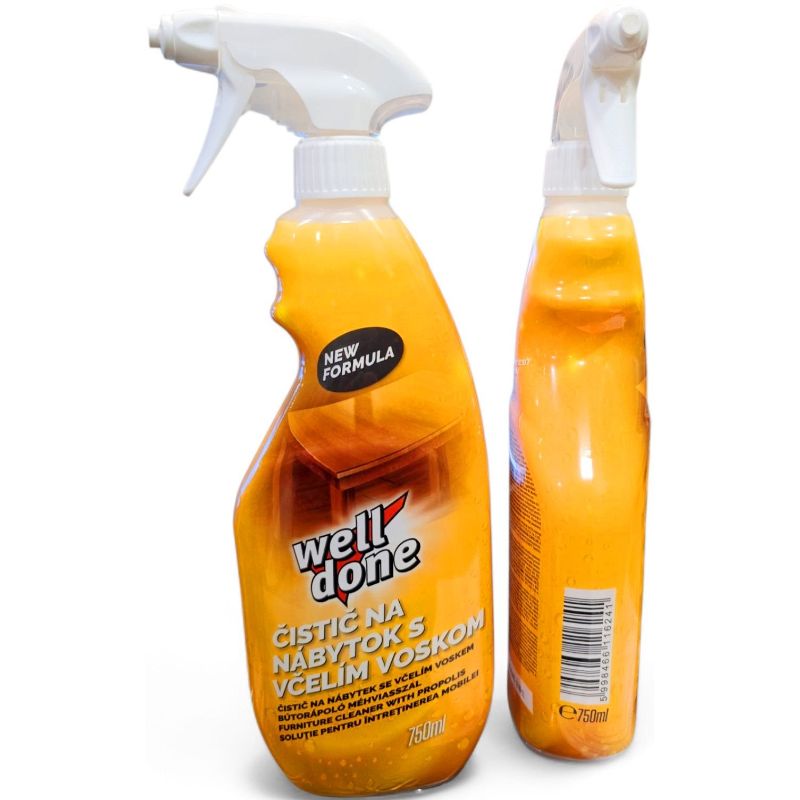 Поліроль очищувач поверхонь для меблів спрей Well Done з воском 750мл