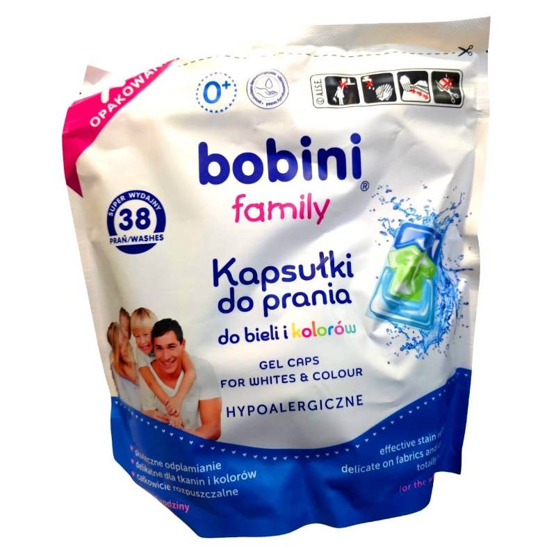 Капсули для прання дитячих речей Bobini Family (38шт/уп) універсальні