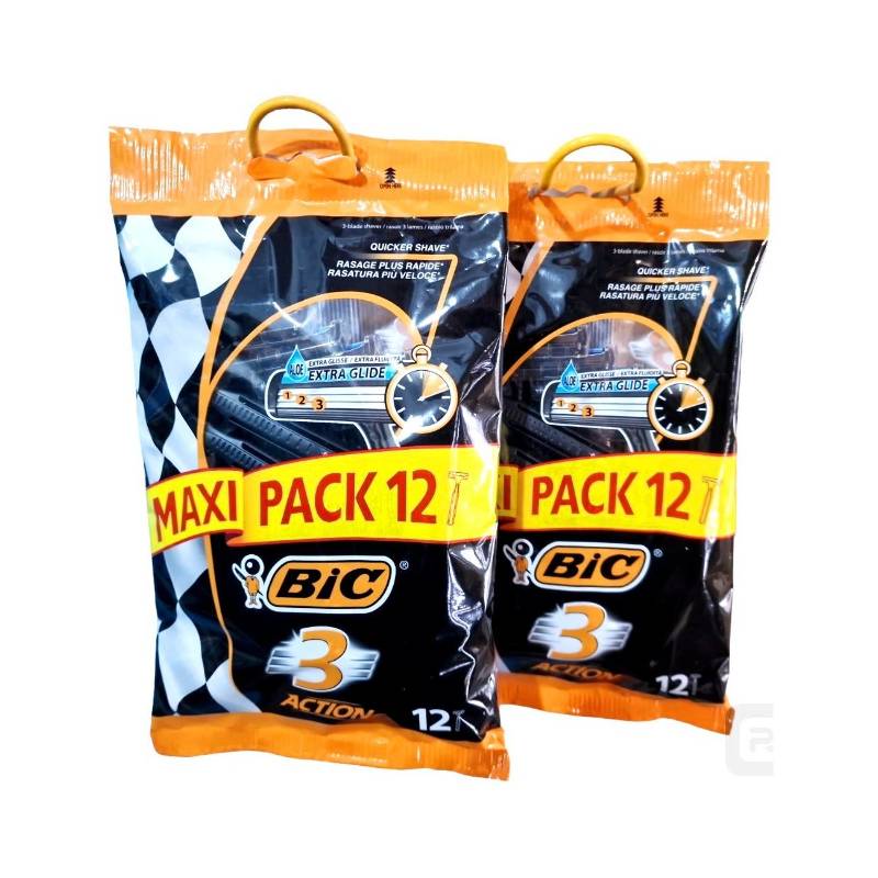 Одноразові бритви для гоління станок BIC 3 Action (12шт/уп)
