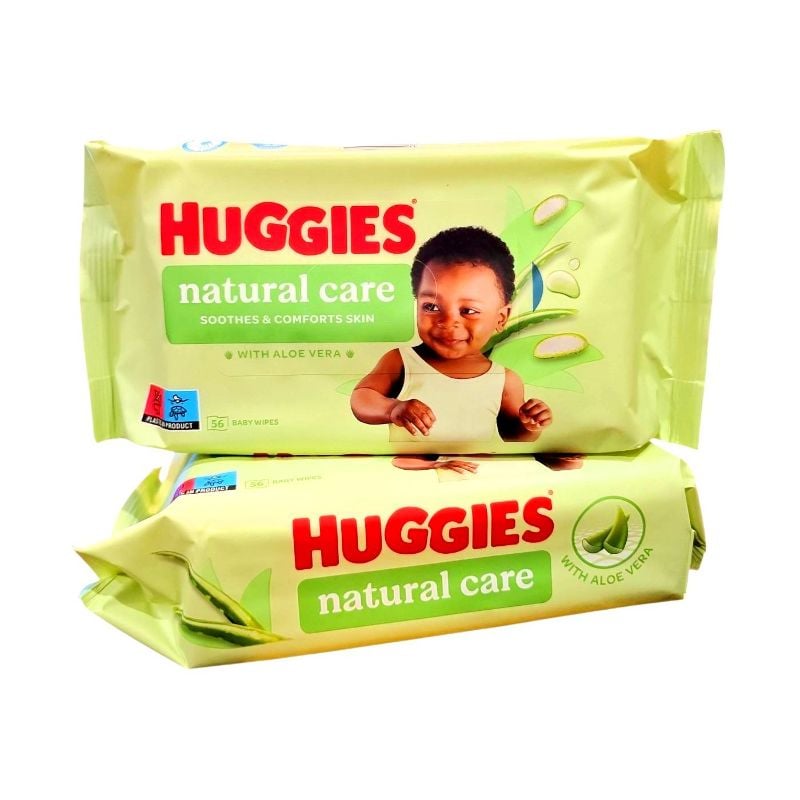 Серветки вологі дитячі Huggies Natural Care (56шт/уп) Антибактеріальні екологічні