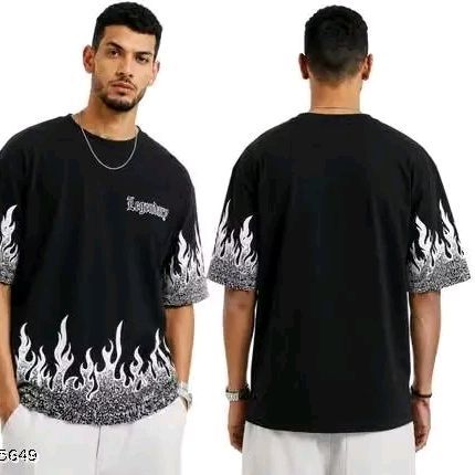 Men's Oversized Flame Print Cotton T-Shirt