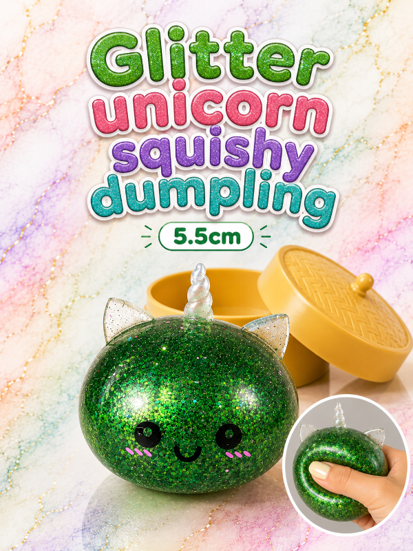 8.5cm Glitter Unicorn Dumpling