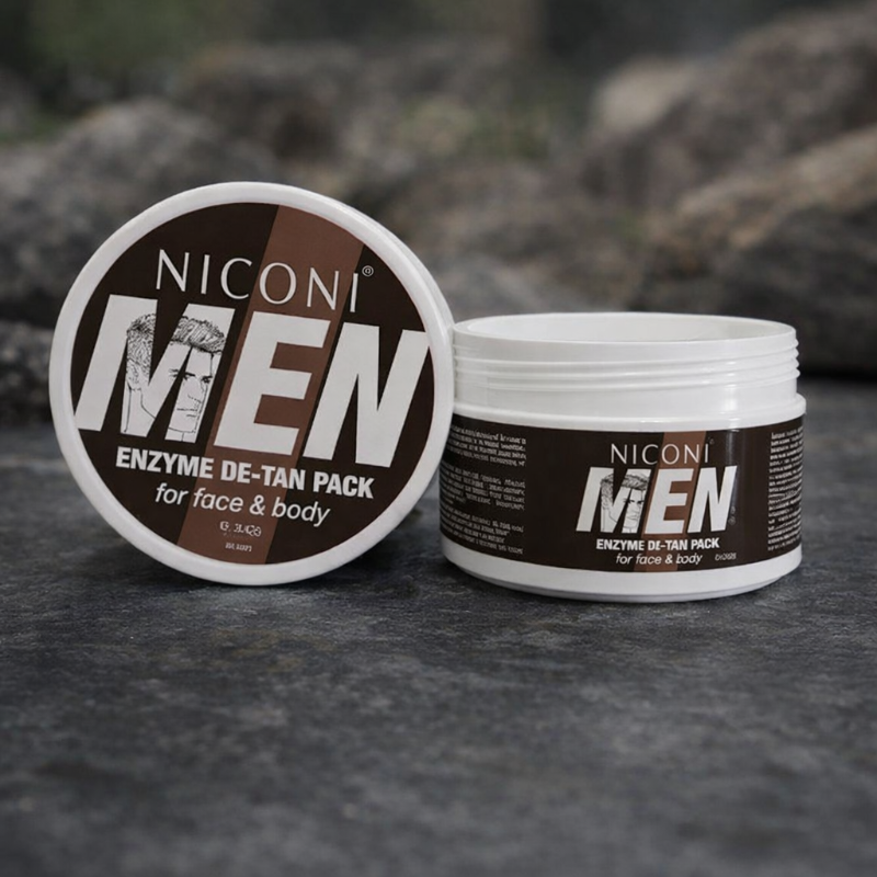 NICONI MEN Enzyme De-Tan Pack for Face & Body – Deep Cleansing & Skin Brightening Tan Removal Cream - 300g