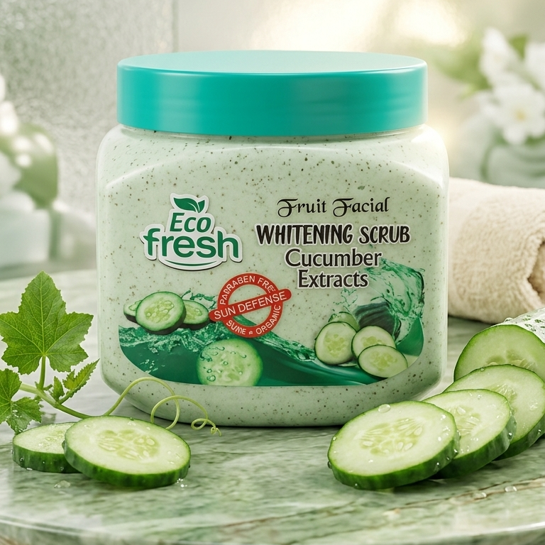 Eco Fresh Whitening Scrub 300ML – Deep Cleansing & Brightening Face and Body Scrub (Apricot