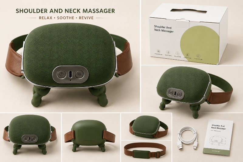 Smart Finger Pressure Neck Massager – Electric Deep Kneading Heated Back & Shoulder Massager