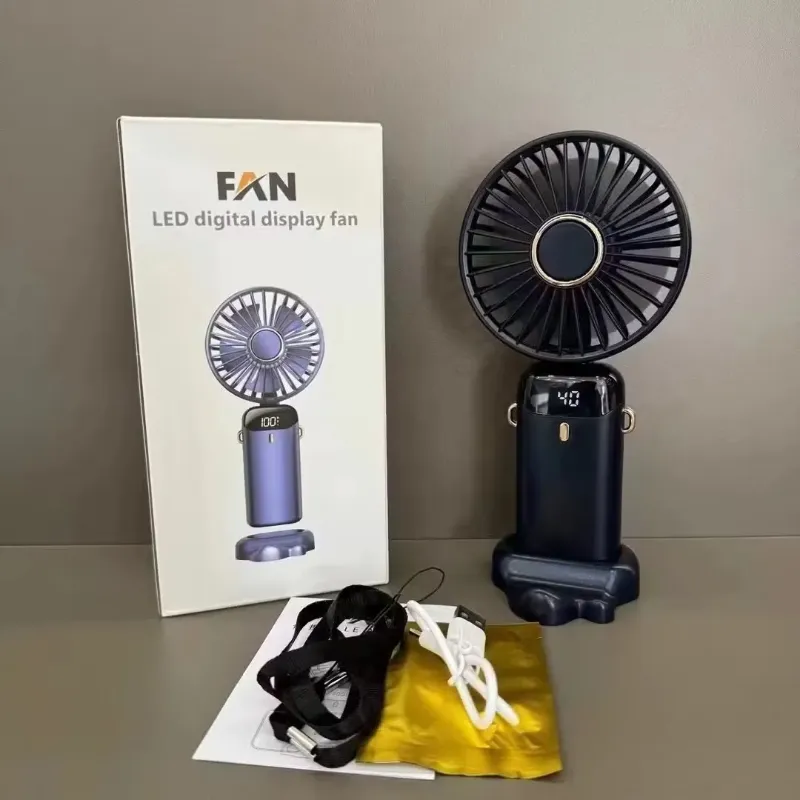 LED Digital Display Rechargeable Fan with USB Cable