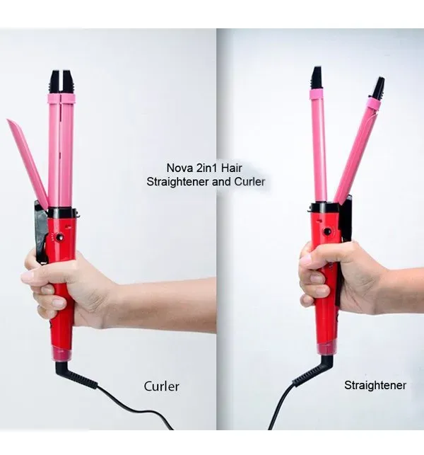 2-in-1 Nova Hair Straightener and Curler – Dual-Use Styling Tool with Quick Heat-Up Technology,