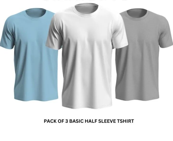 Pack of 3 Premium Half Sleeves Round Neck Plain Color T-Shirts for Men & Boys – Soft Comfortable Fabric