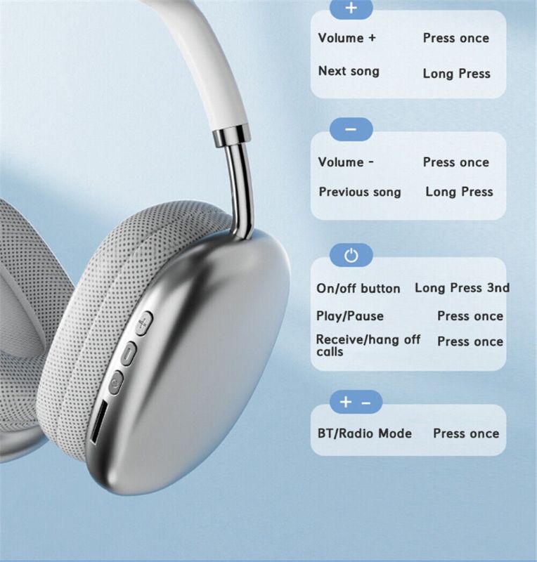 P9 Wireless Bluetooth Headphones – Fidelity Stereo Sound with Foldable Design