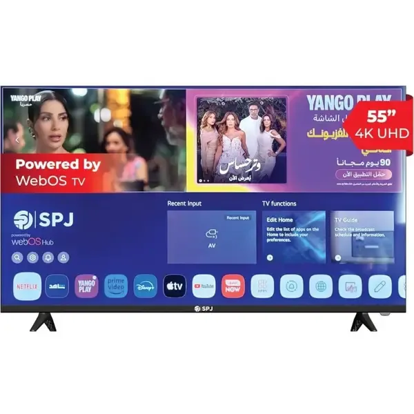SPJ TV 55 inches 4K Smart, UHD Android Smart TV, LED Display with Screen Mirroring, Bluetooth, HDMI & USB Ports, Built-in WiFi, Voice Control Remote And Google Play Store.