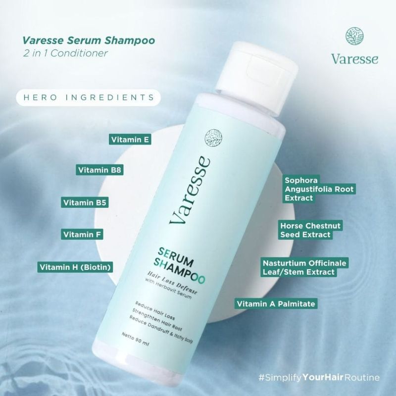 Varesse Serum Shampoo Hair Loss Defense dengan Herbavit Serum 2 IN 1