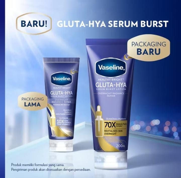 Vaseline Gluta-Hya Flawless Bright 330ml + Vaseline Gluta-Hya Overnight 200ml.