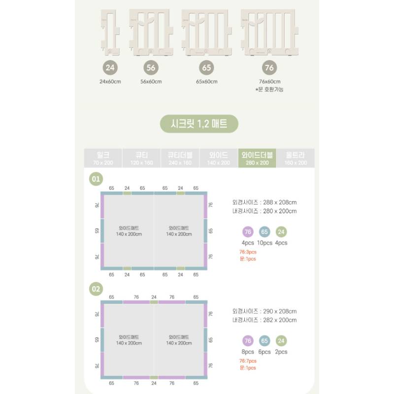 Caraz Leaf 圍欄/地墊/套裝 (韓國製造)