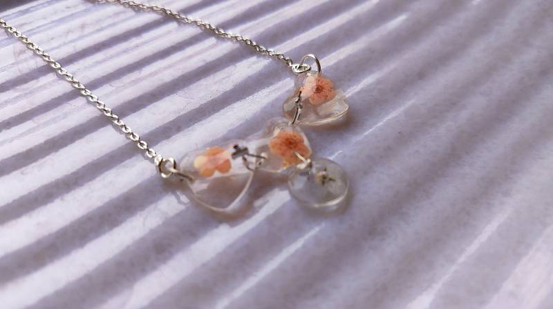 Plum Blossom  & Forget Me Not Necklace