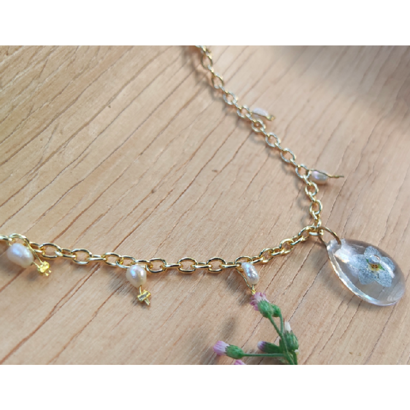 Forget me not &Fresh Water Pearls