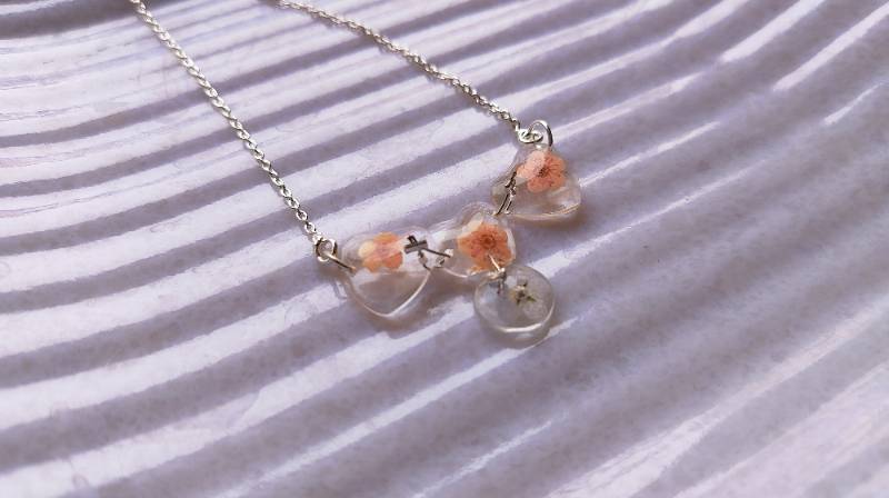 Plum Blossom  & Forget Me Not Necklace