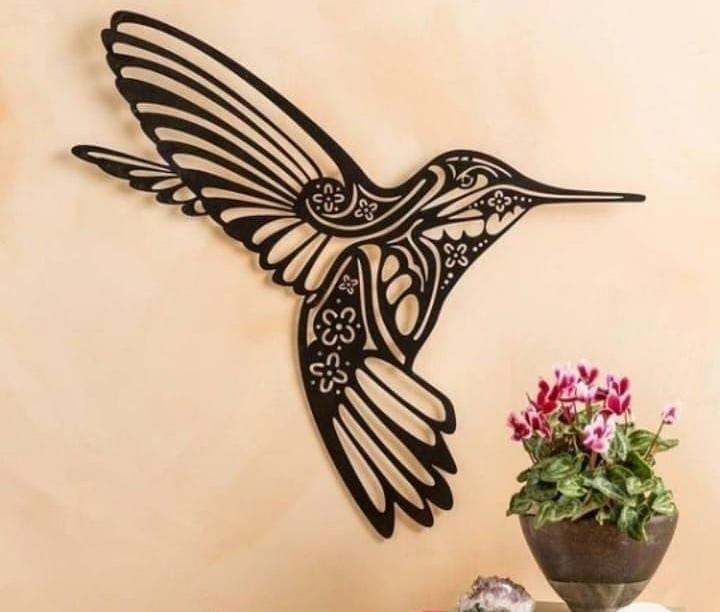 Colibrí Calado Artístico Con Flores y Tribales