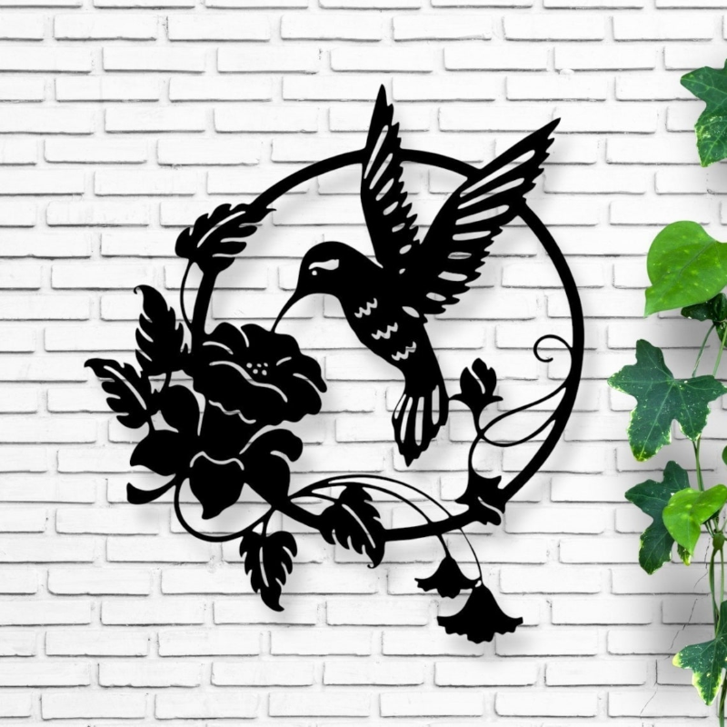 Colibri Volando Con Flores
